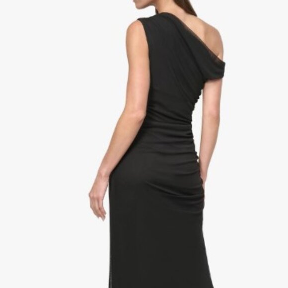 NWT DKNY Women's One Shoulder Asymmetric Neck Side Slit Bodycon Midi Dress Sz 14 - Picture 8 of 13